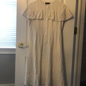 Gold and off white striped dress